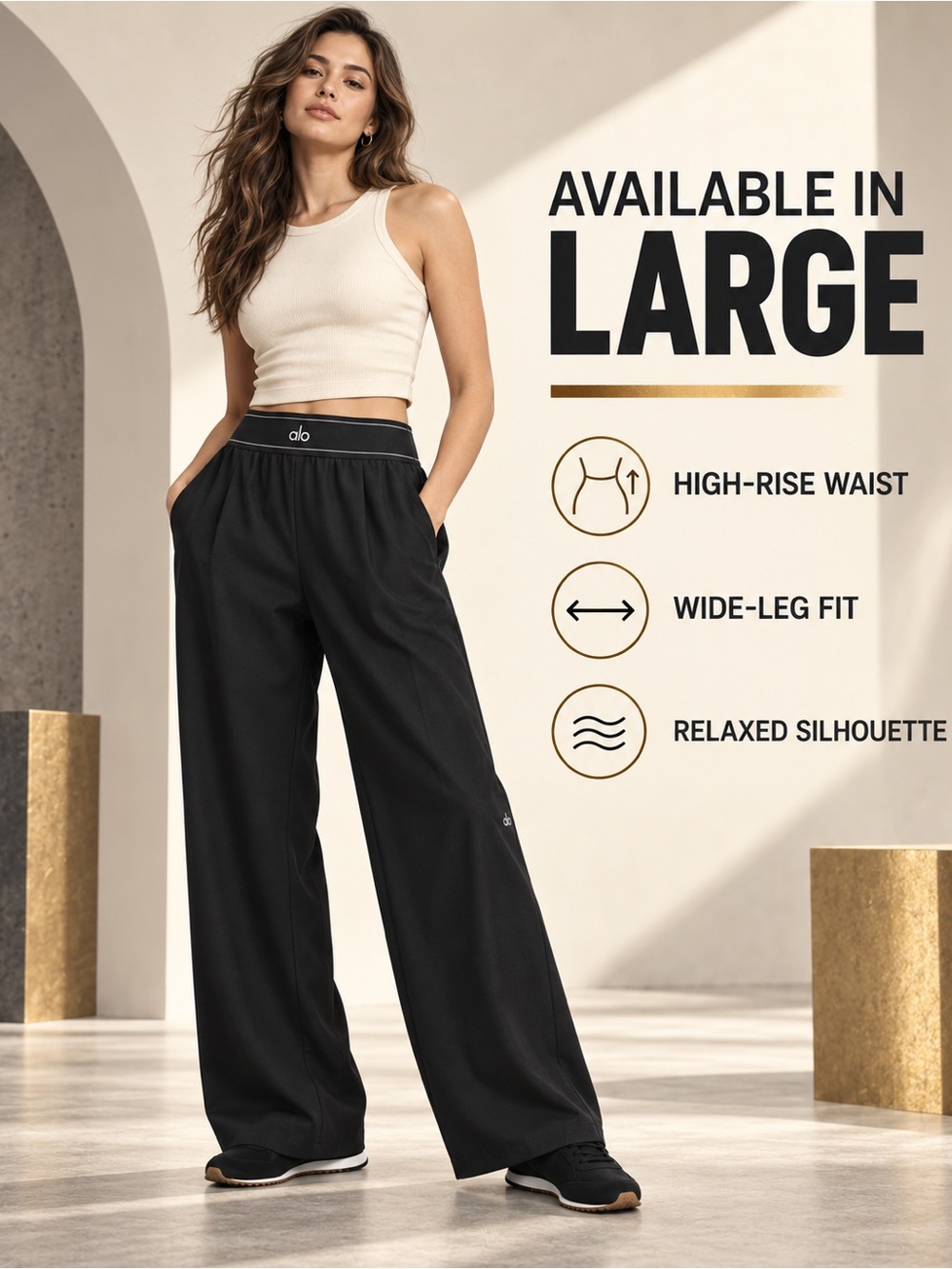 ALO Yoga High-Rise Wide-Leg Pants — Black (NWOT)